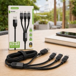 Кабель для зарядки 3 в 1 USB на Type-C, Lightning и Micro USB, 6A, передача данных, 1,2м (509/5089)