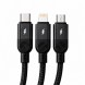 Кабель для зарядки 3 в 1 USB на Type-C, Lightning и Micro USB, 6A, передача данных, 1,2м (509/5089)
