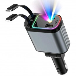 Зарядний пристрій в авто 26X-204 4 в 1 з USB, швидкою зарядкою та декоративною підсвіткою Зоряне небо (509/5091)