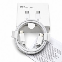Зарядний кабель USB-C — USB-C 60W 2 м 26X205 білий для смартфона, планшета, ноутбука та павербанка (509/5092)