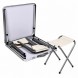 Туристичний стіл Folding Table з 4 стільцями 120×60 см алюмінієвий для пікніка кемпінгу та дачі, Темний Дуб