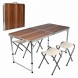 Туристичний стіл Folding Table з 4 стільцями 120×60 см алюмінієвий для пікніка кемпінгу та дачі, Темний Дуб