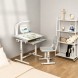 Регульована шкільна парта зі стільцем FunDesk Littonia Grey, LED-лампою і тримачем для книг 26X-150 для учнів (509/4625)