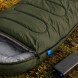 Теплий зимовий спальник-ковдра 215×65 см з USB-підігрівом до -30°C, з капюшоном для походів, Хакі (509/4595)