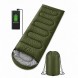 Теплий зимовий спальник-ковдра 215×65 см з USB-підігрівом до -30°C, з капюшоном для походів, Хакі (509/4595)