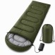 Теплий зимовий спальник-ковдра 215×65 см з USB-підігрівом до -30°C, з капюшоном для походів, Хакі (509/4595)