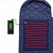 Теплий зимовий спальник-ковдра 215×65 см з USB-підігрівом до -30°C, з капюшоном для походів, Синій (509/4596)
