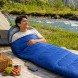 Теплий зимовий спальник-ковдра 215×65 см з USB-підігрівом до -30°C, з капюшоном для походів, Синій (509/4596)