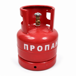 Газовый баллон с ветрозащитой для пропана металлический с вентилем ВБ-2 и защитным кожухом 13 л