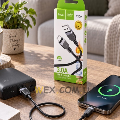 Кабель USB Type-C Hoco X109 3A 1 м з підтримкою Fast Charge і передачі даних, міцний ПВХ(X06)