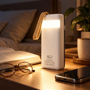 Зовнішній акумулятор Viaking T159 30000 mAh з 4 USB портами, LED підсвічуванням та Type-C, Білий (AMN)