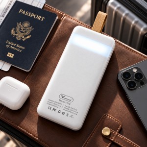 Зовнішній акумулятор Viaking T159 30000 mAh з 4 USB портами, LED підсвічуванням та Type-C, Білий (AMN)