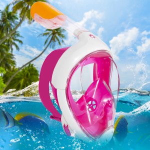 Розовая полнолицевая маска L/XL для снорклинга для подводного плавания Easybreath 