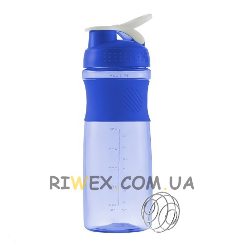 Спортивна пляшка для води синя EL-1235 760 мл (пляшечка для залу) шейкер з пружиною (237)