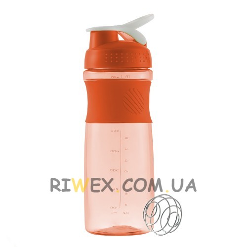 Спортивная бутылка для воды оранжевая EL-1235 760 мл (бутылочка для зала)  шейкер с пружиной (237)