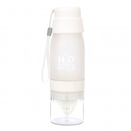 Спортивна пляшка для води біла H-244 650 мл (пляшечка для залу) з соковижималкою (237)