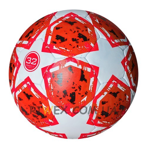 Футбольний м'яч 2500-109 розмір 5, (ПУ 1,4 мм), ручна робота, 32 панелі, 400 г червоний (IGR24)