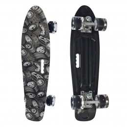 Пенни борд черный "Шины" скейт MS 0749-7-9 со светящимися колесами Penny Board до 70 кг (IGR24)