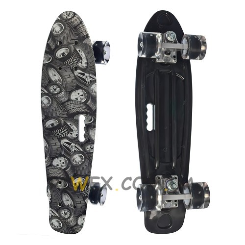 Пенни борд черный "Шины" скейт MS 0749-7-9 со светящимися колесами Penny Board до 70 кг (IGR24)
