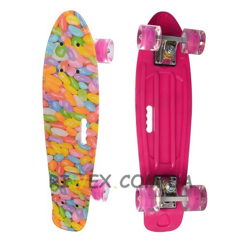 Пенні борд рожевий "Цукерки" скейт MS 0749-7-3  з колесами що світяться Penny Board до 70 кг (IGR24)