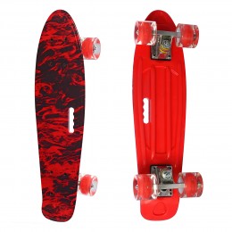 Пенни борд красный "Огонь" скейт MS 0749-7-1 со светящимися колесами Penny Board до 70 кг (IGR24)