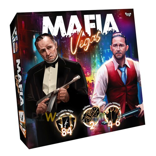 Настільна гра "MAFIA Vegas" українською мовою (4-6 гравців) 18,5х18,5х4 см (Мафія)  8+ (IGR24)