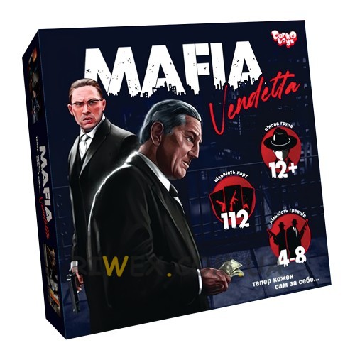 Настільна гра "MAFIA Vendetta" українською мовою (4-8 гравців) 25х25х4 см (Мафія) 12+ (IGR24)