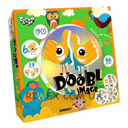 Настольная игра "Doobl Image. Животные" на украинском языке (2-8 игроков) 18х18х4 см 6+ (IGR24)