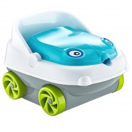 Детский музыкальный горшок  с крышкой в виде машинки с колесами Irak Plastik "Baby car" серо-голубой