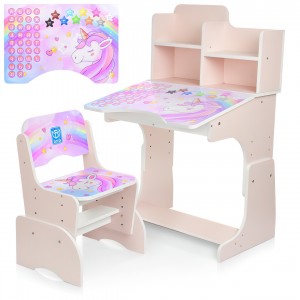 Детская парта розовый письменный столик со стулом B 2071-42-5 "Единорог" (М+) Детская парта розовый письменный столик со стулом B 2071-42-5 "Единорог" (М+)