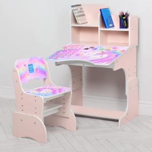 Детская парта розовый письменный столик со стулом B 2071-42-5 "Единорог" (М+) Детская парта розовый письменный столик со стулом B 2071-42-5 "Единорог" (М+)