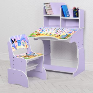 Детская парта фиолетовый письменный столик со стулом BL 2071-50-2 "Животные" (М+)