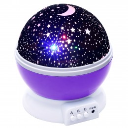 Ночник проектор звёздное небо фиолетового цвета светильник шар Star Master