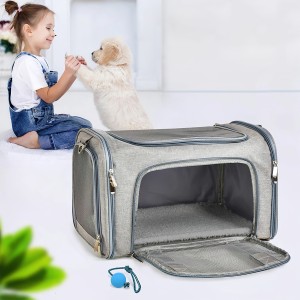 Тканинна переноска з лежаком для тварин D-10 (кішок, собак, кроликів) з віконцями і вентиляцією сірого кольору