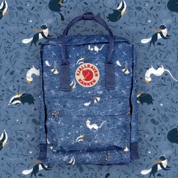 Городской рюкзак Fjallraven Kanken Classic синего цвета с зверушками 16 л сумка канкен