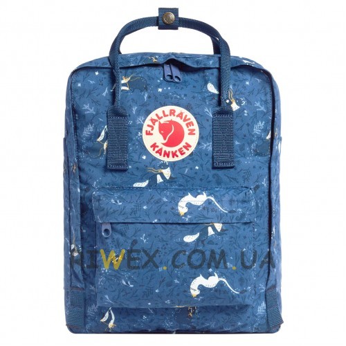 Міський рюкзак Fjallraven Kanken Classic синього кольору з тваринками 16 л сумка канкен