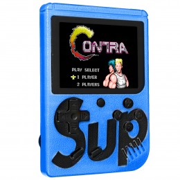 Портативная игровая ретро приставка 400 игр Dendy Sega, Sup 400 in 1 Game Box синего цвета