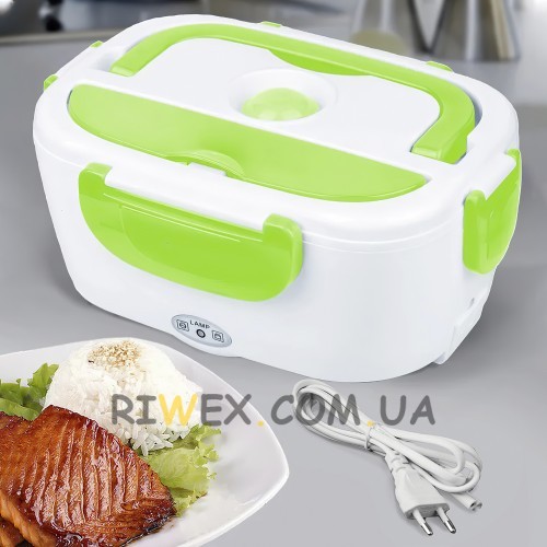 Ланч бокс с подогревом от розетки 220 V зеленого цвета контейнер для еды Electric Lunch Box