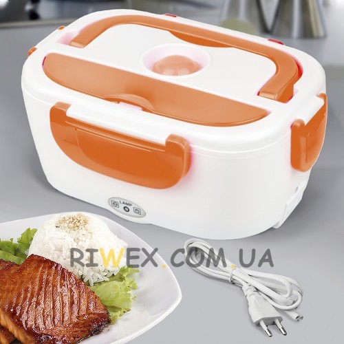 Ланч бокс с подогревом от розетки 220 V оранжевого цвета контейнер для еды Electric Lunch Box