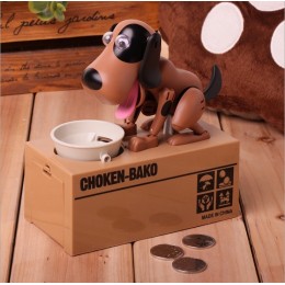 Детская интерактивная копилка "Голодная собака" сейф собачка поедающая монеты черно-белая и коричневая (212)