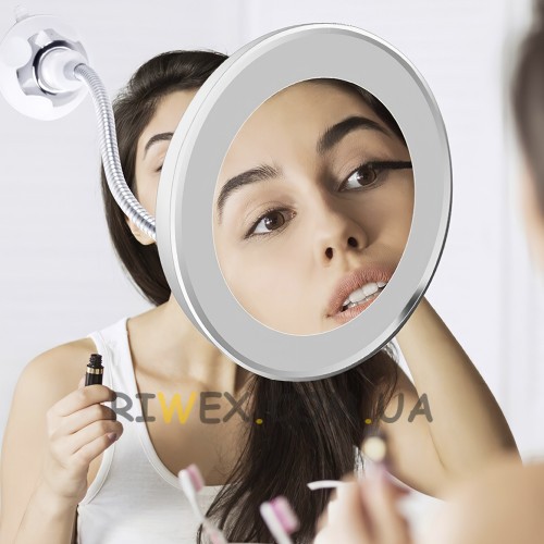 Гнучке кругле дзеркало з LED підсвічуванням Ultra Flexible mirror з 10-тикратним збільшенням на присосці (259)
