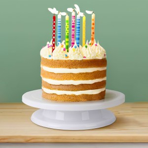 Поворотна підставка для торта, що крутиться столик для прикраси і подачі десертів білого кольору 28 см (626)