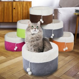 М'яка лежанка будиночок з іграшкою для кішок і собак 40 х 30 см кругла ліжечко для тварин (626)