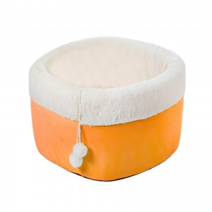 Мягкая лежанка домик с игрушкой для кошек и собак 40 х 26 см круглая кроватка для животных Оранжевый (626) Мягкая лежанка домик с игрушкой для кошек и собак 40 х 26 см круглая кроватка для животных Оранжевый (626)