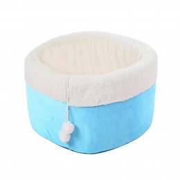 Мягкая лежанка домик с игрушкой для кошек и собак 40 х 26 см круглая кроватка для животных Блакитний (626)