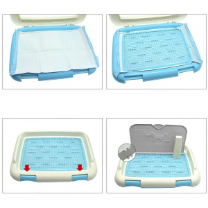 Туалет для собак со столбиком, сеткой и крышкой, Голубой Туалет для собак со столбиком, сеткой и крышкой, Голубой