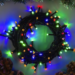 Декоративна святкова гірлянда "Нитка" прозорий провід 100 LED 10 метрів мульти світіння