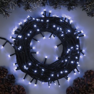 Декоративна святкова гірлянда "Нитка" чорний провід 200 LED 15 метрів біле світіння Декоративна святкова гірлянда "Нитка" чорний провід 200 LED 15 метрів біле світіння