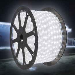 Уличная LED гирлянда с влагозащитой шланг дюралайт, чейзинг катушка 100 м холодный белый свет