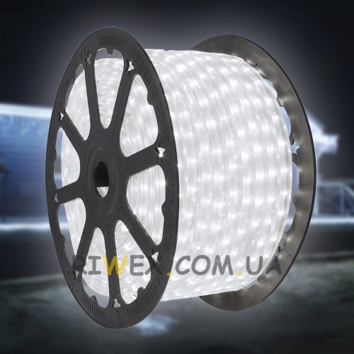 Вулична LED гірлянда з вологозахистом шланг дюралайт, чейзінг котушка 100 м холодне біле світло